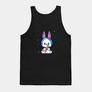 Cute Rabbit Astronaut Holding Carrot Cartoon Tank Top